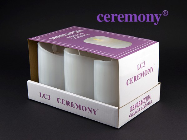 Dekoracyjna świeca ledowa LC3 TACKA CEREMONY z efektem ruszającego się płomienia świecy (moving flame)